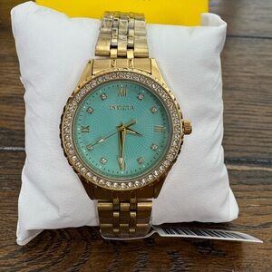 Brand new Invicta Women's Gold Watch with Turquoise Dial